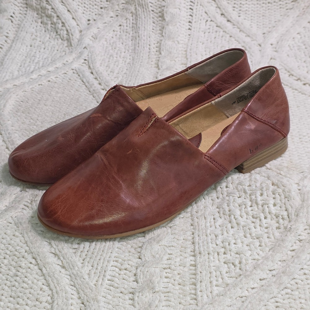Women's Leather Slip-On Flats in Brown
